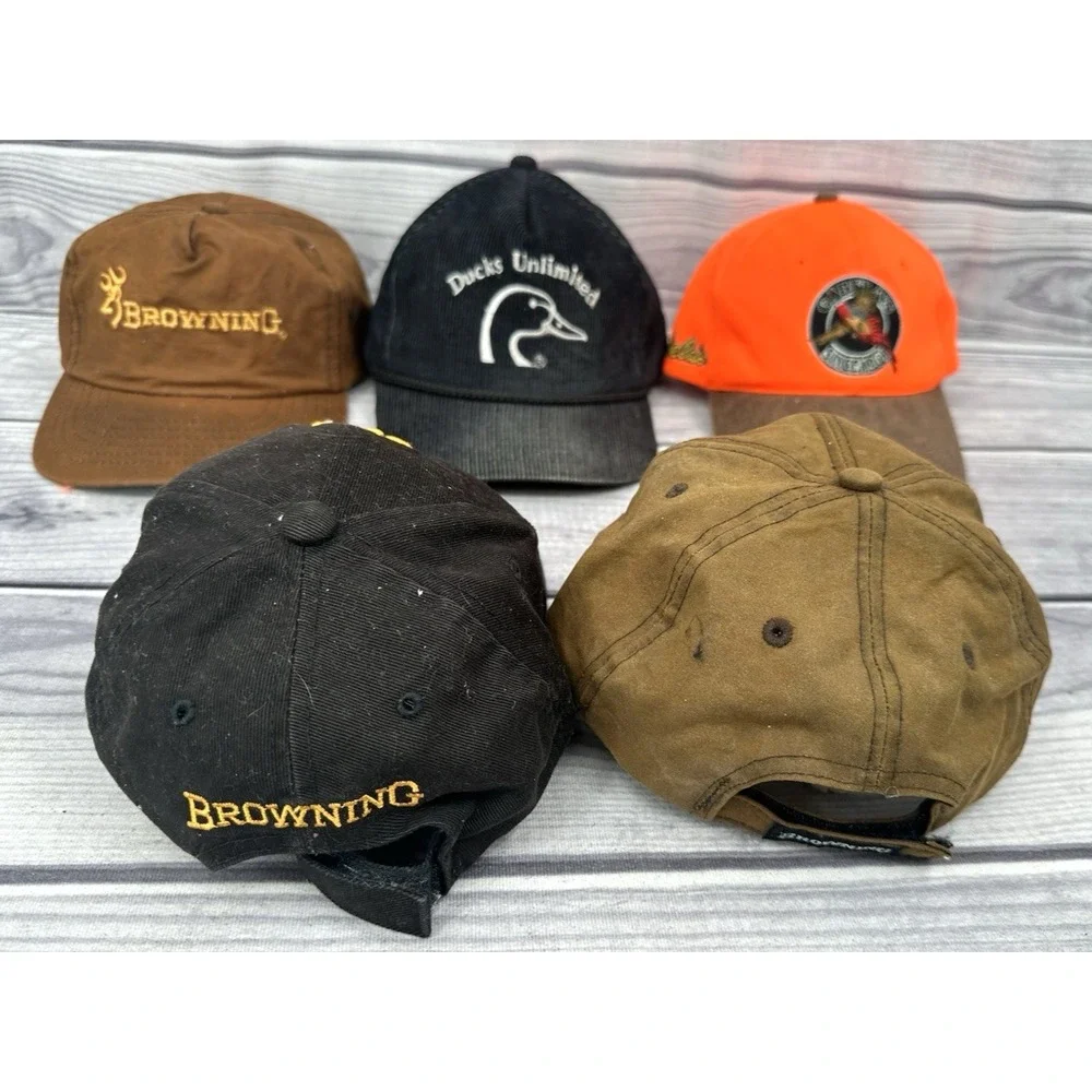 LOT OF 5 VINTAGE HUNTING HATS BALL CAPS‎ - BROWNING CABELA'S DUCKS UNLIMITED *2